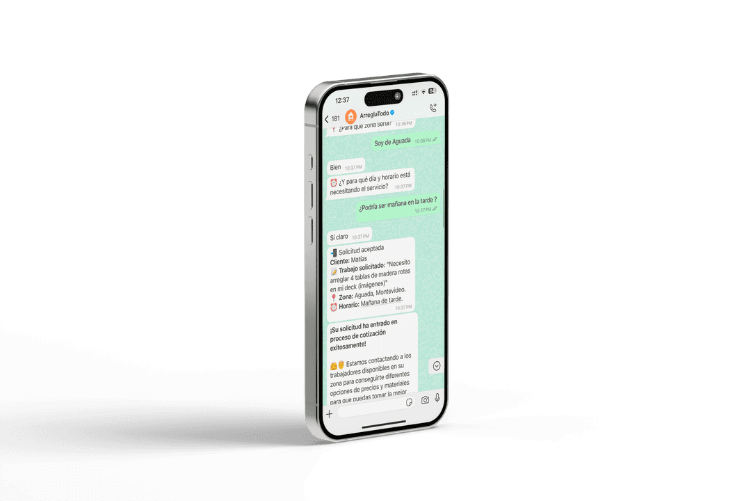 Conversación de WhatsApp con ArreglaTodo